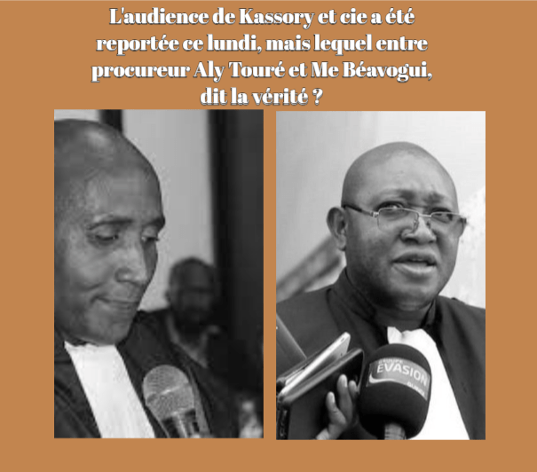 L&rsquo;audience de Kassory et cie a été reportée ce lundi, mais lequel entre procureur Aly Touré et Me Béavogui, dit la vérité ?